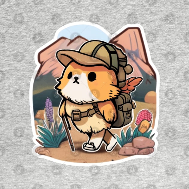 Cute Hamster hiking in the desert by Deedy Studio